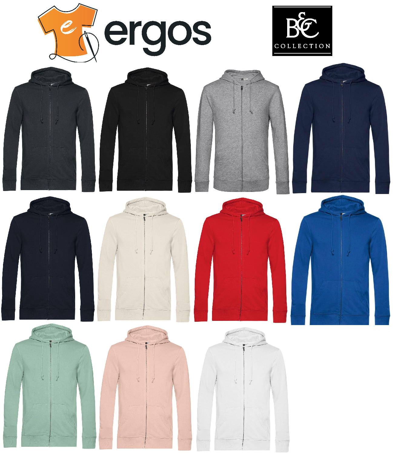 OFF WHITE X NIKE B&C Felpa in Cotone con Cappuccio Interno Sgarzato Zip Intera da Uomo BCWU35B