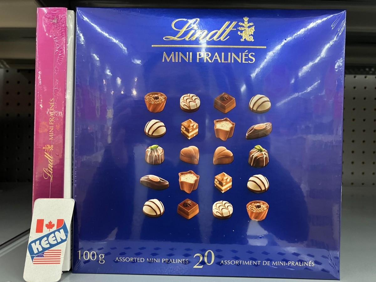 Lindt Mini Pralines Assorted Chocolate Box - 3.4 Oz Gourmet Candy With Premium Fillings