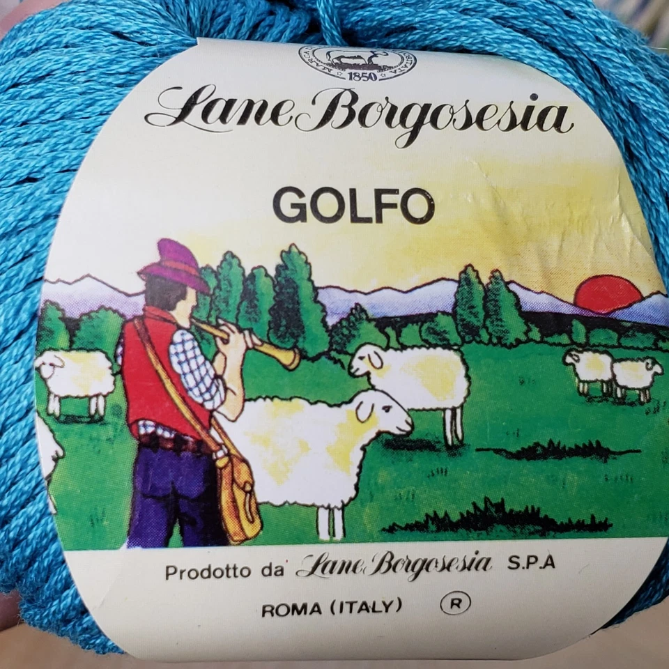 Lote de 7 Fios Golfo Lane Borgosesia Azul #6 100% Algodão Feito na Itália 50g - Imagem 2 de 4