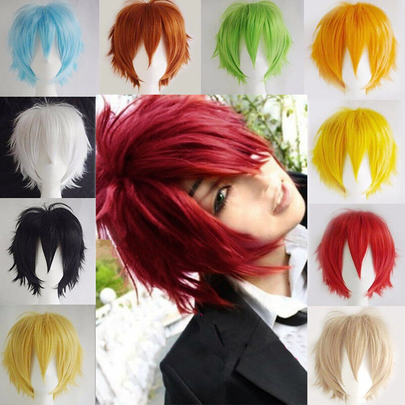 Unisex Halloween Cosplay Costume Party Hair Anime Wigs Short Full Hair Wig  USA F