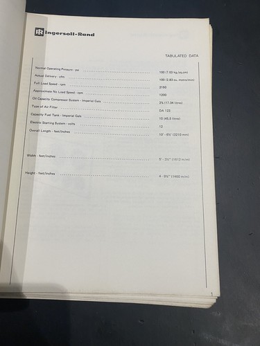 COMPRESSORE ARIA INGERSOLL RAND DRP100 MODELLO A PALETTE ISTRUZIONI ELENCO PARTI MANUALE - Foto 3 di 6
