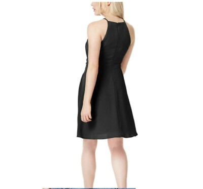 Bar III Womens Tie Waist Halter A-line Dress - Black - X-Small