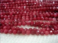 Faceted 4mm Natural Brazilian Red Jade Gemstone Round Loose Beads 15 Inches