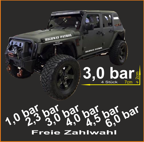 Reifendruck Aufkleber BAR PSI - Personalisierbar Für Kotflügel & Fahrzeuge