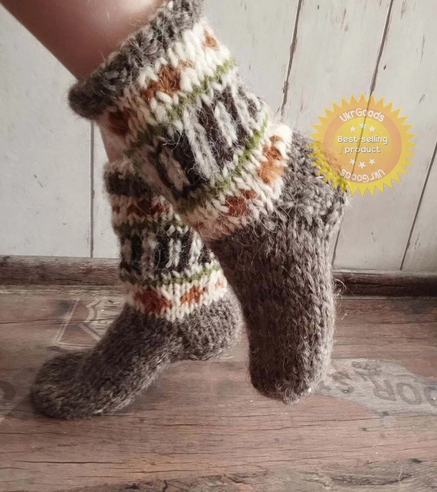 Calcetines únicos de lana de oveja 100 % naturales cálidos hechos a mano informales todas las tallas nuevos Foto 4 de 4