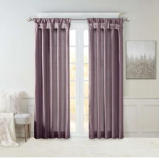 2Madison Park Emilia 50" x 95" Lined Faux-Silk Twisted Tab Window Panel  Purple