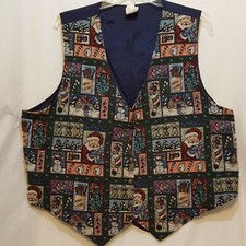 Bobbie Brooks Christmas Vest Tapestry Button Party Size 22 / 24 Santa Stocking