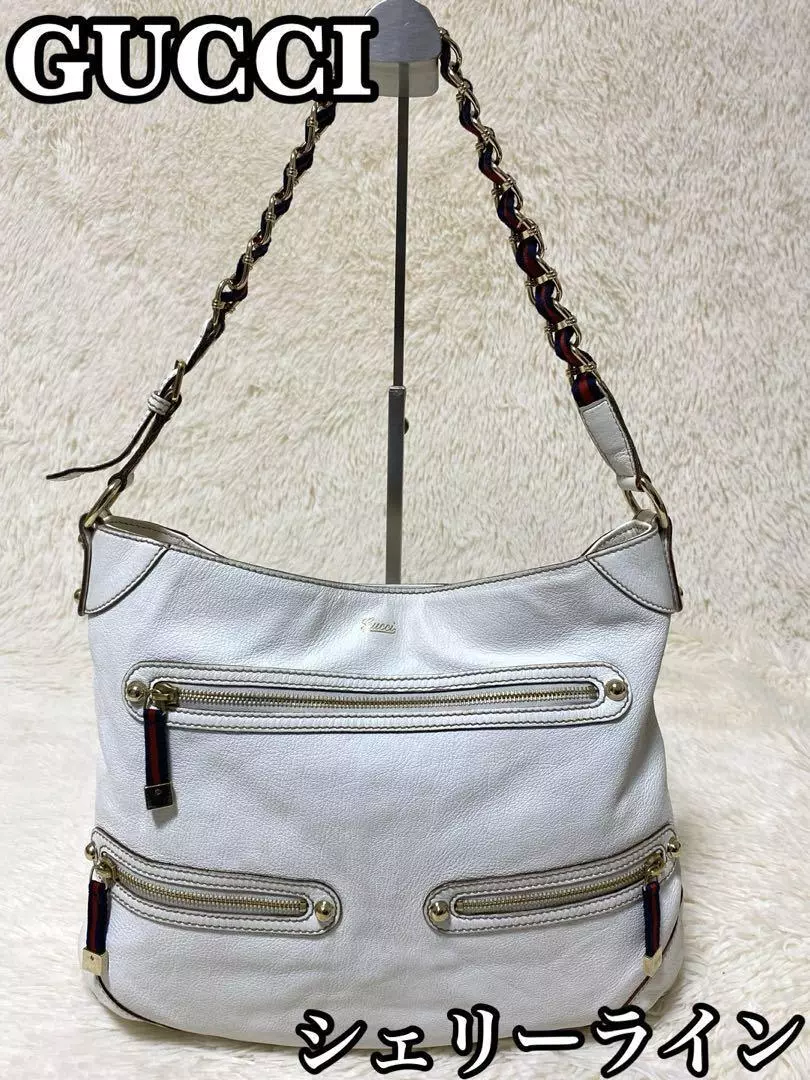 Gucci sac à bandoulière chaîne ligne Sherry cuir véritable blanc accessoire pou #PC5162