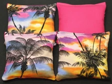 Palm Trees PARADISE Island CORNHOLE BEAN BAGS 4 ACA Regulation Tailgate Bags 