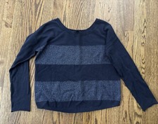 Vintage Banana Republic Lightweight Navy Blue Metallic Boxy Sweater S