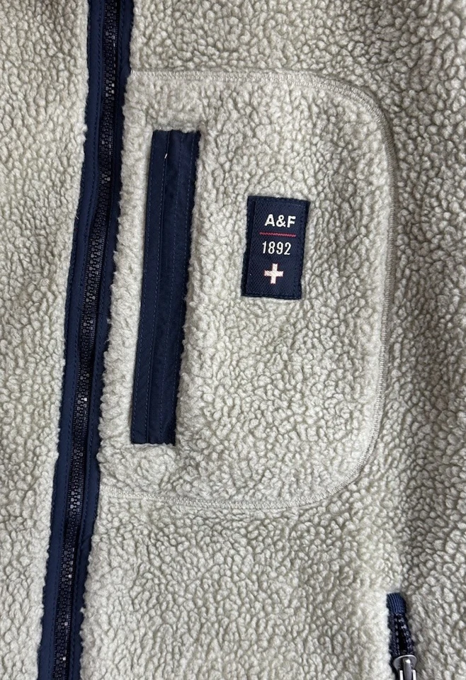 Chaleco impermeable Sherpa polar tostado vintage de Abercrombie & Fitch para hombre talla XL Foto 2 de 4