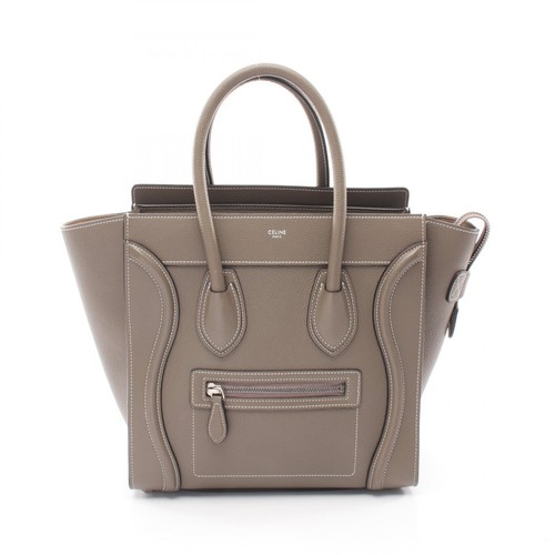 CELINE Luggage Micro Shopper Handbag 189793 leather Beige Used Women