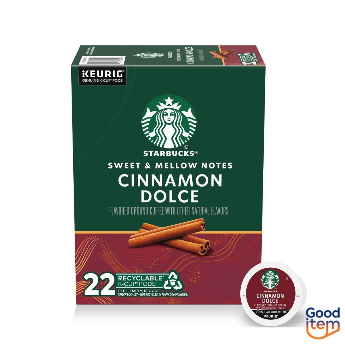 Starbucks Cinnamon Dolce Flavored Light Roast Keurig K-Cup Coffee Pods - 22ct