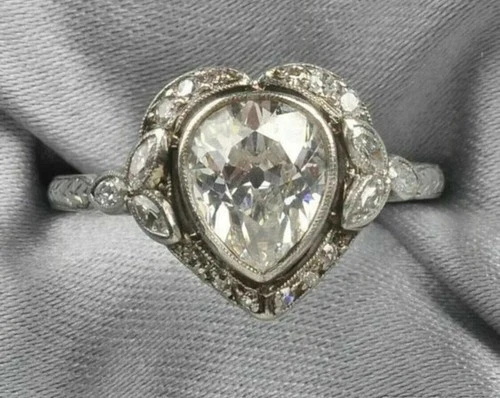 Art Deco Antique 3.40 Ct White Diamond Vintage Wedding Ring 925 Sterling Silver