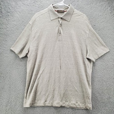 Loro Piana Polo Shirt 100% Linen Mens XXL Gray