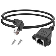 2ft 90-Degree Up Angle Cat5e Ethernet Extension Cable Shielded M/F Patch Cord