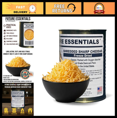 Freeze Dried Shredded Sharp Cheddar Cheese - 10 oz Can, Emergency Food Supply, 2