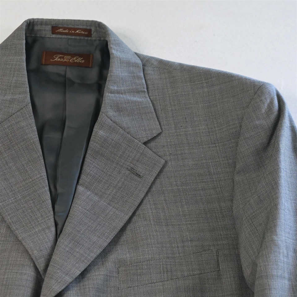 Tasso Elba 42S 36x30 Gris Ojo de Pájaro Bonzzalla Super 140s Hombres Chaqueta Pantalones Traje Foto 3 de 4