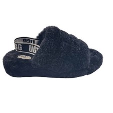 UGG Fluff Yeah Slide Slippers Womens 5 Black Sheepskin Platform Sandals