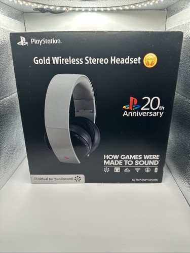 Sony PlayStation 20th Anniversary Gold Wireless Stereo Headset - COMPLETE -