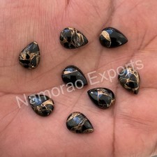 Natural Black Copper Turquoise Pear 10x14 mm to 18x25 mm Cabochon Loose Gemstone