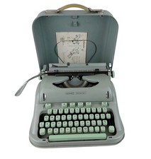 Hermes 3000 Portable Typewriter Seafoam Green Tested Hard Case 1960's 