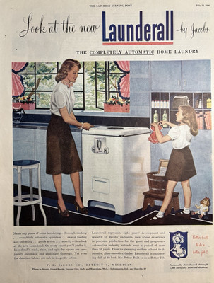 1946 F.L. Jacobs Co Detroit Launderall Automatic Home Laundry Vintage Print Ad