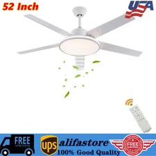 52in Modern Ceiling Fan Light Dimmable LED 3-Color Memory Function Fan w/ Remote