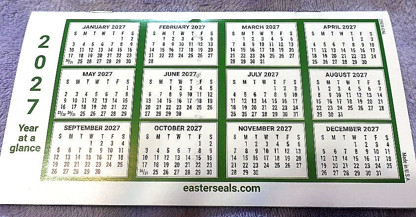 EASTERSEALS 2026 2027 CALENDAR Monthly Planner Yellow Lilies 7.25 x4
