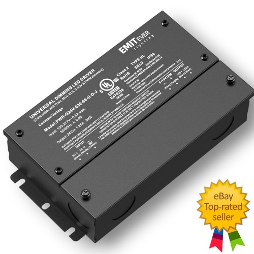 Emitever 30W Dimmable LED Driver, 24V Triac Dimmable Power Supply, AC to DC T...
