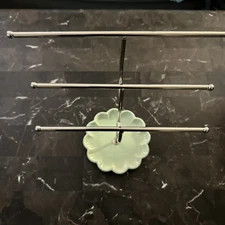 Ceramic Base Metal Jewelry Stand – Mint Green Dish Necklace Earring Holder