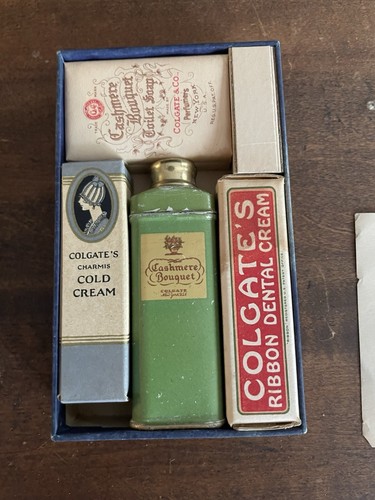 Antique Colgate's Weekend Package Vintage 1920s Cashmere Bouquet Soap Cold Cream - Picture 9 of 9