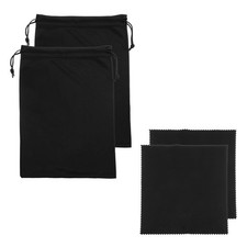 Ski Goggle Bag, Microfiber Bag with Cleaning Cloth 2 Pcs Black