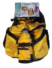 PICNIC TIME, BEACH BACKPACK, FULLY INSULATED NEW WITH TAGS, YELLOW MULT. POCKETS
