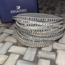 NEW *Genuine Swarovski Slake TRIPLE Wrap Bracelet Silver aurora AB crystals 60cm
