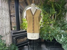 Vintage 1970s Tan Green Rust Button Front Sweater Vest Devon