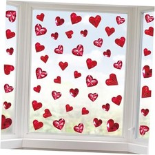  9 Sheets Valentine‘s Day Heart Window Clings Double Sided Love Diamond Heart 