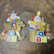Vtg 1991 Burwood Products Clown Nursery Wall Plaques Set ABC XYZ 3136 USA