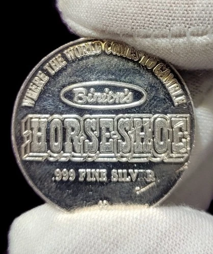 Rare Binion's Horseshoe Casino .999 Fine Silver Token. 18 grams .999 Fine Silver