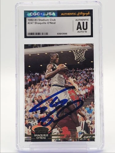 SHAQUILLE O'NEAL 1992-93 TOPPS STADIUM CLUB ROOKIE RC AUTO CGC X JSA Q6438