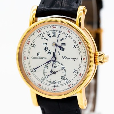 Chronoswiss Chronoscope Uhr Ref.CH1521R 18K Roségold Krokodilleder 38mm mit Box
