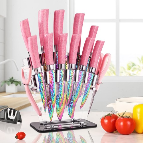 Rainbow Titanium Knife Set, Non Stick Thick and Sharp Stainless Steel 15 Pcs ... - Picture 9 of 9