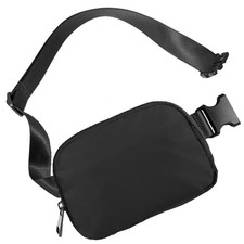 Mini Belt Bag Black Fanny Pack for Women Men Fashionable Small Waist Pack Cro...