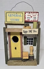 Decorative Multicolored General Store Birdhouse Rustic Handcrafted Eggs 10 cents