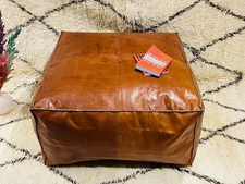 30'' Top Quality Footrest Leather Moroccan Ottoman Pouffe Footstool Boho Unstuff