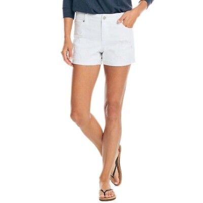 SOUTHERN TIDE -Hay`s white Denim Distressed Folded Raw Hem Jean Short size 2