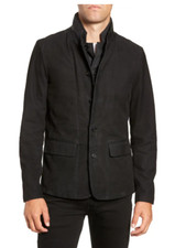NWT, AllSaints Survey Slim Fit Leather Blazer in Black - Size S SJ2415