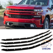 Gloss Black For 19-2022 Silverado 1500 LT RST Grille Insert Grill Cover Molding