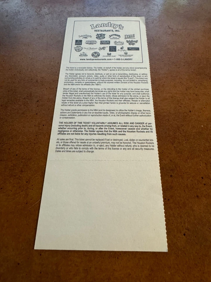 Boleto completo de baloncesto de los Houston Rockets Raptors 2004 Yao Ming segundo juego de 40 puntos Foto 2 de 2