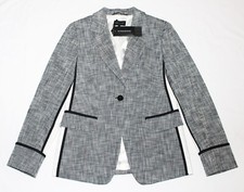 New $660 Benny Blazer Strenesse Women's 8 Black Patterned Jacket Single Button